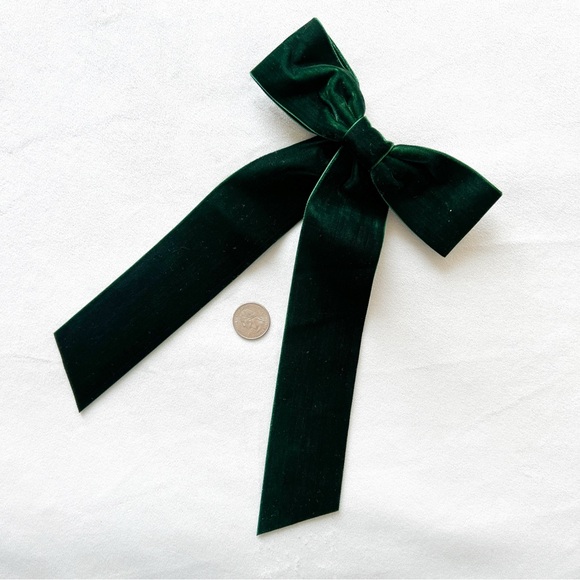 Jcrew Luxurious Forest Green Velvet Hair Bow - Picture 3 of 4